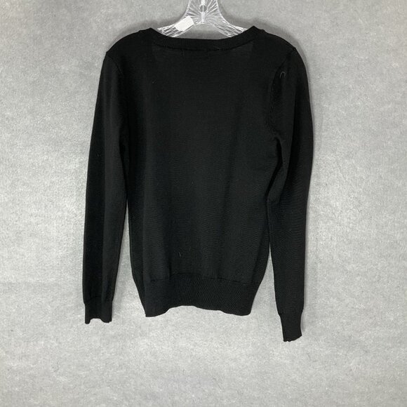Calvin Klein Sweater‎ Women Sz M Black Sequin Wool Blend Round Neckline Pullover - Picture 2 of 8